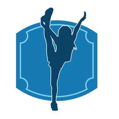 Hareketli bir kadın dansçının silueti. Dans eden zayıf bir kadının silueti..