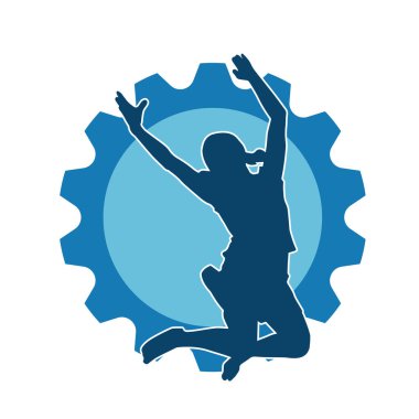 Neşeli, ince, mutlu bir kadının silueti..