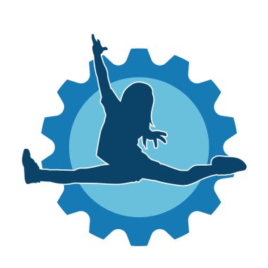 Hareketli bir kadın dansçının silueti. Dans eden zayıf bir kadının silueti..