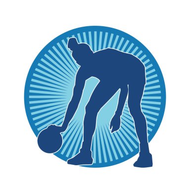 Basket oyuncusunun silueti hareket halinde. Kadın bir basket atleti silueti..