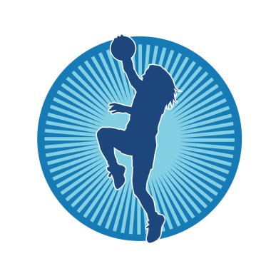 Basket oyuncusunun silueti hareket halinde. Kadın bir basket atleti silueti..