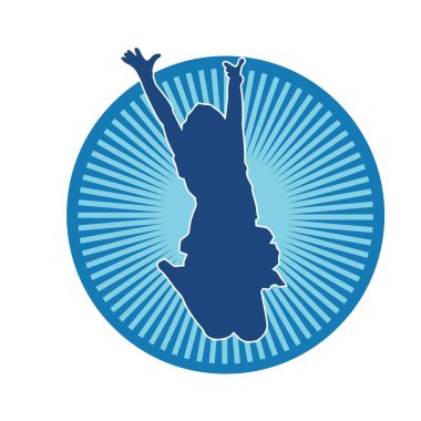 Neşeli, ince, mutlu bir kadının silueti..