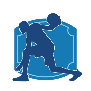 Basket oyuncusunun silueti hareket halinde. Bir erkek basket topu atleti silueti..