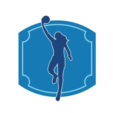 Basket oyuncusunun silueti hareket halinde. Kadın bir basket atleti silueti..