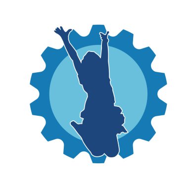 Neşeli, ince, mutlu bir kadının silueti..