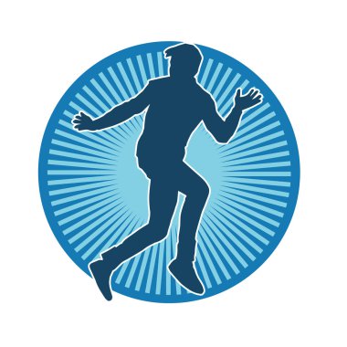 Hareket halindeki bir erkek dansçının silueti. Dans eden zayıf bir adamın silueti..