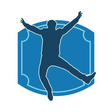 Hareket halindeki bir erkek dansçının silueti. Dans eden zayıf bir adamın silueti..