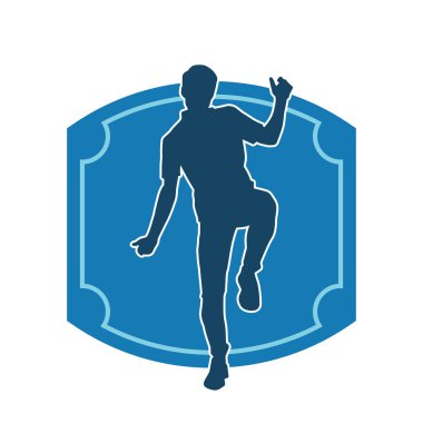 Hareket halindeki bir erkek dansçının silueti. Dans eden zayıf bir adamın silueti..