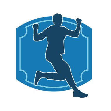 Hareket halindeki bir erkek dansçının silueti. Dans eden zayıf bir adamın silueti..