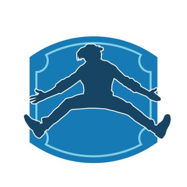 Hareket halindeki bir erkek dansçının silueti. Dans eden zayıf bir adamın silueti..