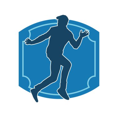 Hareket halindeki bir erkek dansçının silueti. Dans eden zayıf bir adamın silueti..