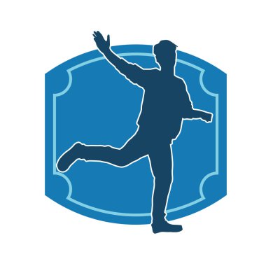 Hareket halindeki bir erkek dansçının silueti. Dans eden zayıf bir adamın silueti..