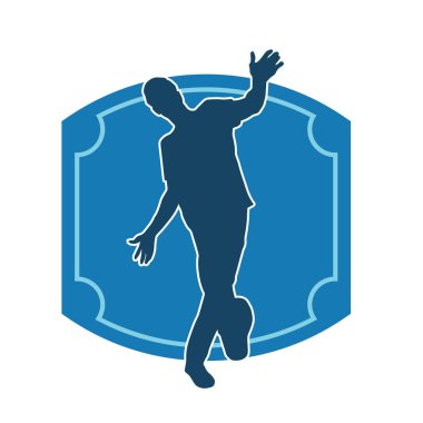 Hareket halindeki bir erkek dansçının silueti. Dans eden zayıf bir adamın silueti..