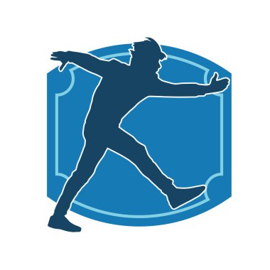 Hareket halindeki bir erkek dansçının silueti. Dans eden zayıf bir adamın silueti..