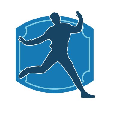 Hareket halindeki bir erkek dansçının silueti. Dans eden zayıf bir adamın silueti..