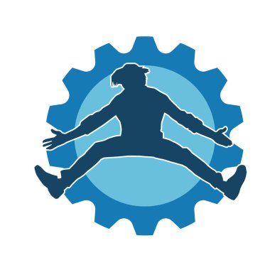 Hareket halindeki bir erkek dansçının silueti. Dans eden zayıf bir adamın silueti..