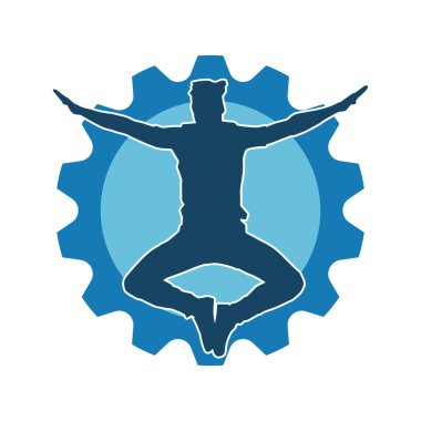 Hareket halindeki bir erkek dansçının silueti. Dans eden zayıf bir adamın silueti..