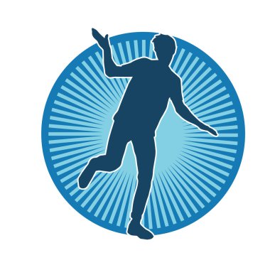 Hareket halindeki bir erkek dansçının silueti. Dans eden zayıf bir adamın silueti..