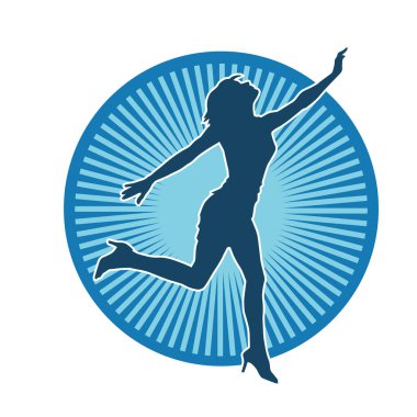 Hareketli bir kadın dansçının silueti. Dans eden zayıf bir kadının silueti..