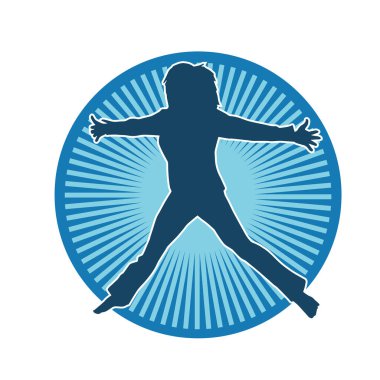 Hareketli bir kadın dansçının silueti. Dans eden zayıf bir kadının silueti..