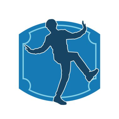 Hareket halindeki bir erkek dansçının silueti. Dans eden zayıf bir adamın silueti..