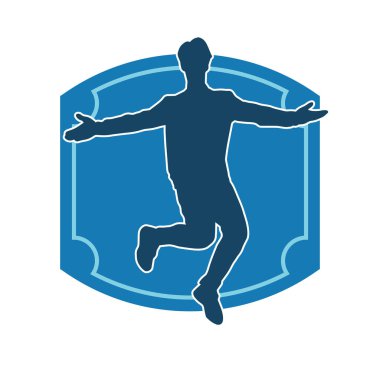 Hareket halindeki bir erkek dansçının silueti. Dans eden zayıf bir adamın silueti..