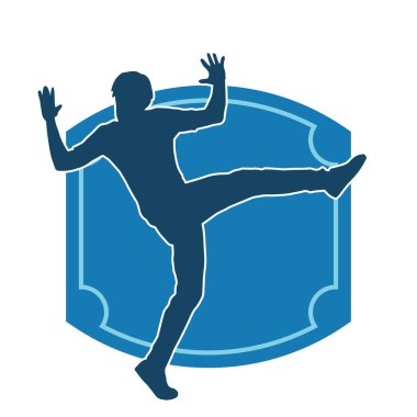 Hareket halindeki bir erkek dansçının silueti. Dans eden zayıf bir adamın silueti..