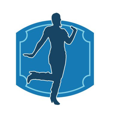 Hareketli bir kadın dansçının silueti. Dans eden zayıf bir kadının silueti..