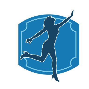 Hareketli bir kadın dansçının silueti. Dans eden zayıf bir kadının silueti..