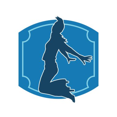 Hareketli bir kadın dansçının silueti. Dans eden zayıf bir kadının silueti..