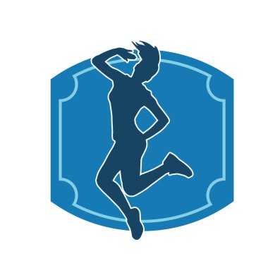 Hareketli bir kadın dansçının silueti. Dans eden zayıf bir kadının silueti..