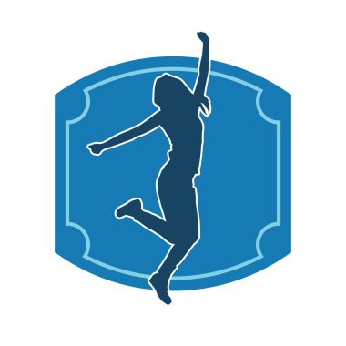 Hareketli bir kadın dansçının silueti. Dans eden zayıf bir kadının silueti..