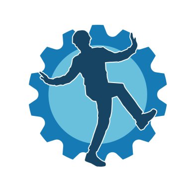 Hareketli bir kadın dansçının silueti. Dans eden zayıf bir kadının silueti..