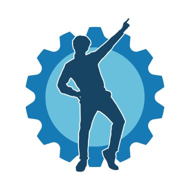 Hareketli bir kadın dansçının silueti. Dans eden zayıf bir kadının silueti..