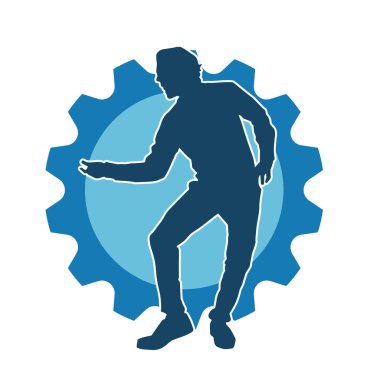 Hareketli bir kadın dansçının silueti. Dans eden zayıf bir kadının silueti..