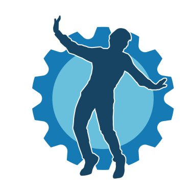 Hareketli bir kadın dansçının silueti. Dans eden zayıf bir kadının silueti..