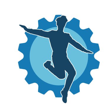 Hareketli bir kadın dansçının silueti. Dans eden zayıf bir kadının silueti..