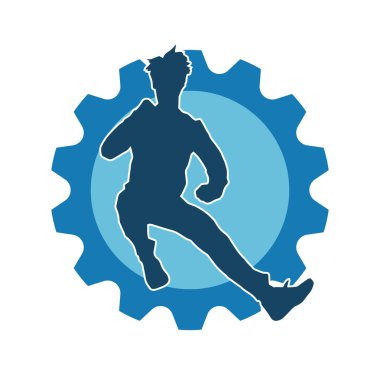 Hareketli bir kadın dansçının silueti. Dans eden zayıf bir kadının silueti..