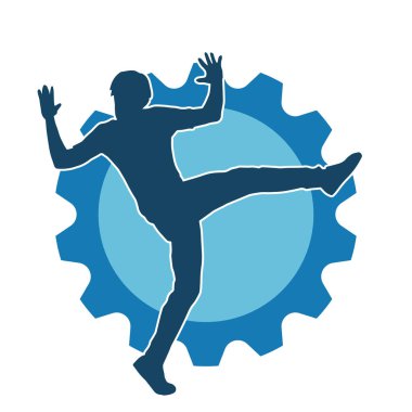 Hareketli bir kadın dansçının silueti. Dans eden zayıf bir kadının silueti..