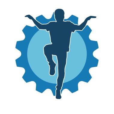 Hareketli bir kadın dansçının silueti. Dans eden zayıf bir kadının silueti..