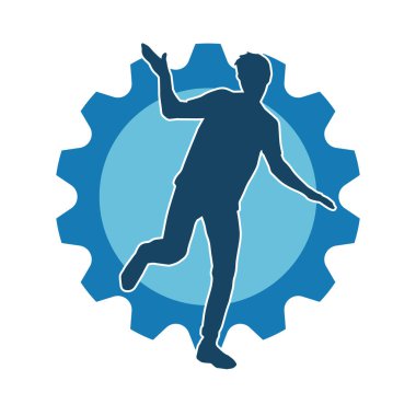 Hareketli bir kadın dansçının silueti. Dans eden zayıf bir kadının silueti..