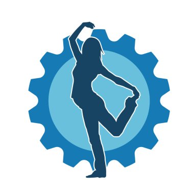 Hareketli bir kadın dansçının silueti. Dans eden zayıf bir kadının silueti..