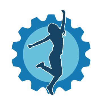 Hareketli bir kadın dansçının silueti. Dans eden zayıf bir kadının silueti..