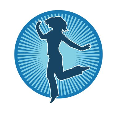 Hareketli bir kadın dansçının silueti. Dans eden zayıf bir kadının silueti..