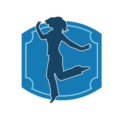 Hareketli bir kadın dansçının silueti. Dans eden zayıf bir kadının silueti..