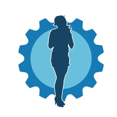 Kadın pozu veren şık bir kadının silueti.