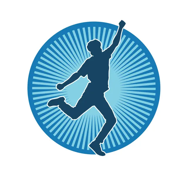 Hareket halindeki bir erkek dansçının silueti. Dans eden zayıf bir adamın silueti..