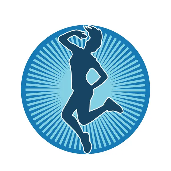 Hareketli bir kadın dansçının silueti. Dans eden zayıf bir kadının silueti..