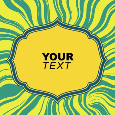 Parlak renklerde desenli arkaplanda çerçeve metin alanı şekli. Patlama arkaplanındaki kenarlık şeklini geçmişe dönük renklerle kopyala.