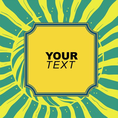 Parlak renklerde desenli arkaplanda çerçeve metin alanı şekli. Patlama arkaplanındaki kenarlık şeklini geçmişe dönük renklerle kopyala.